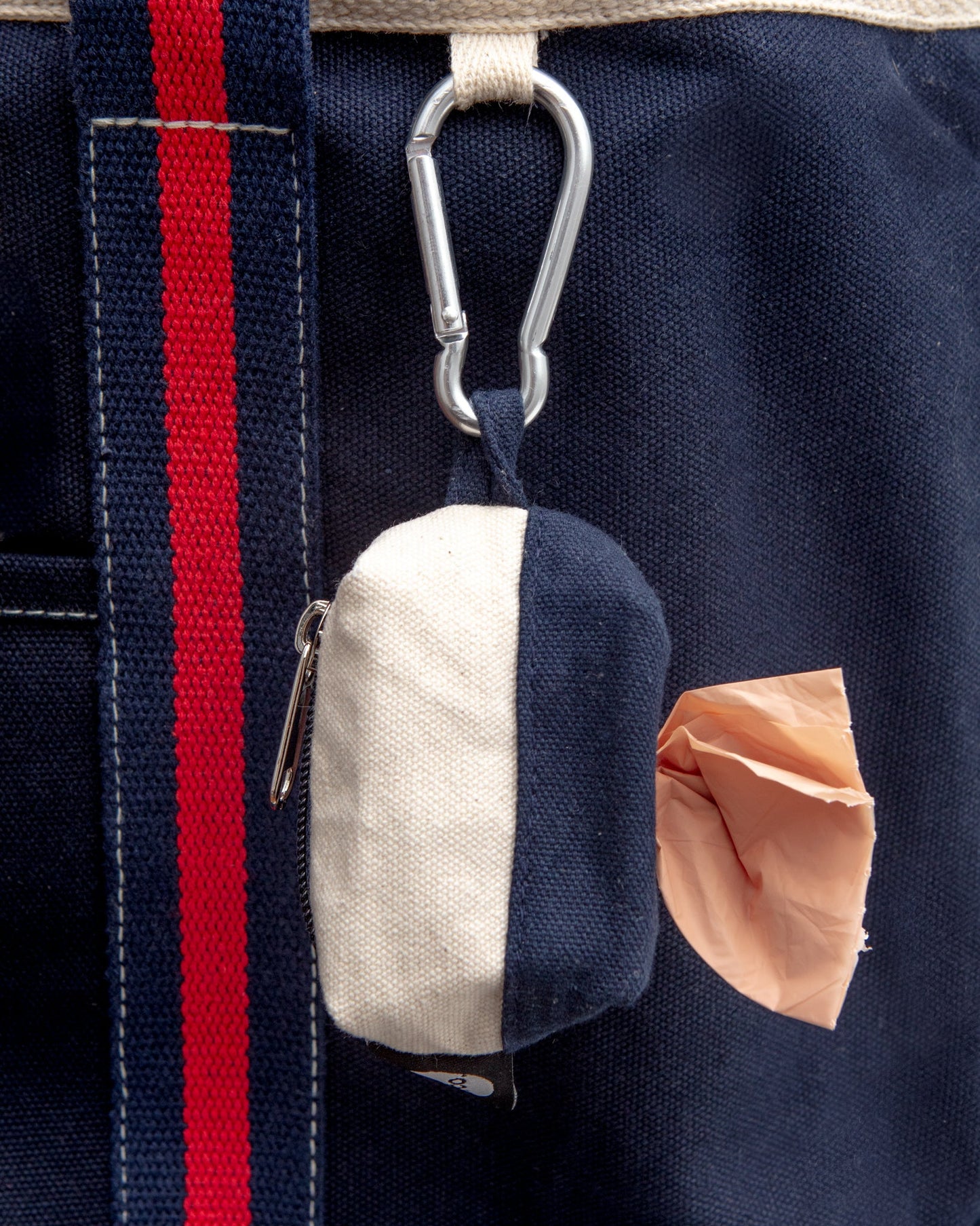Canvas Clean-Up Poo Bag Roll Holder in Natural + Navy