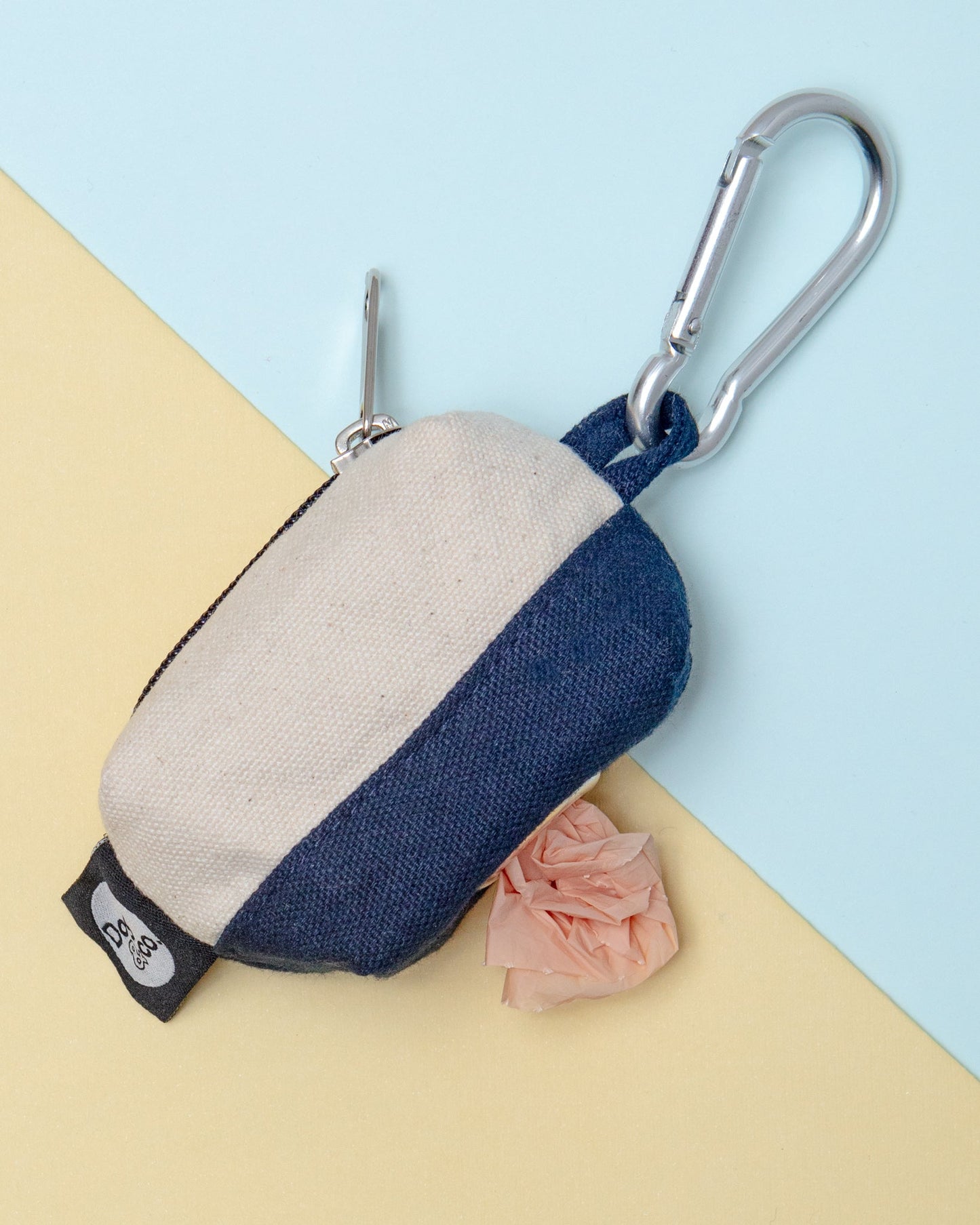 Canvas Clean-Up Poo Bag Roll Holder in Natural + Navy