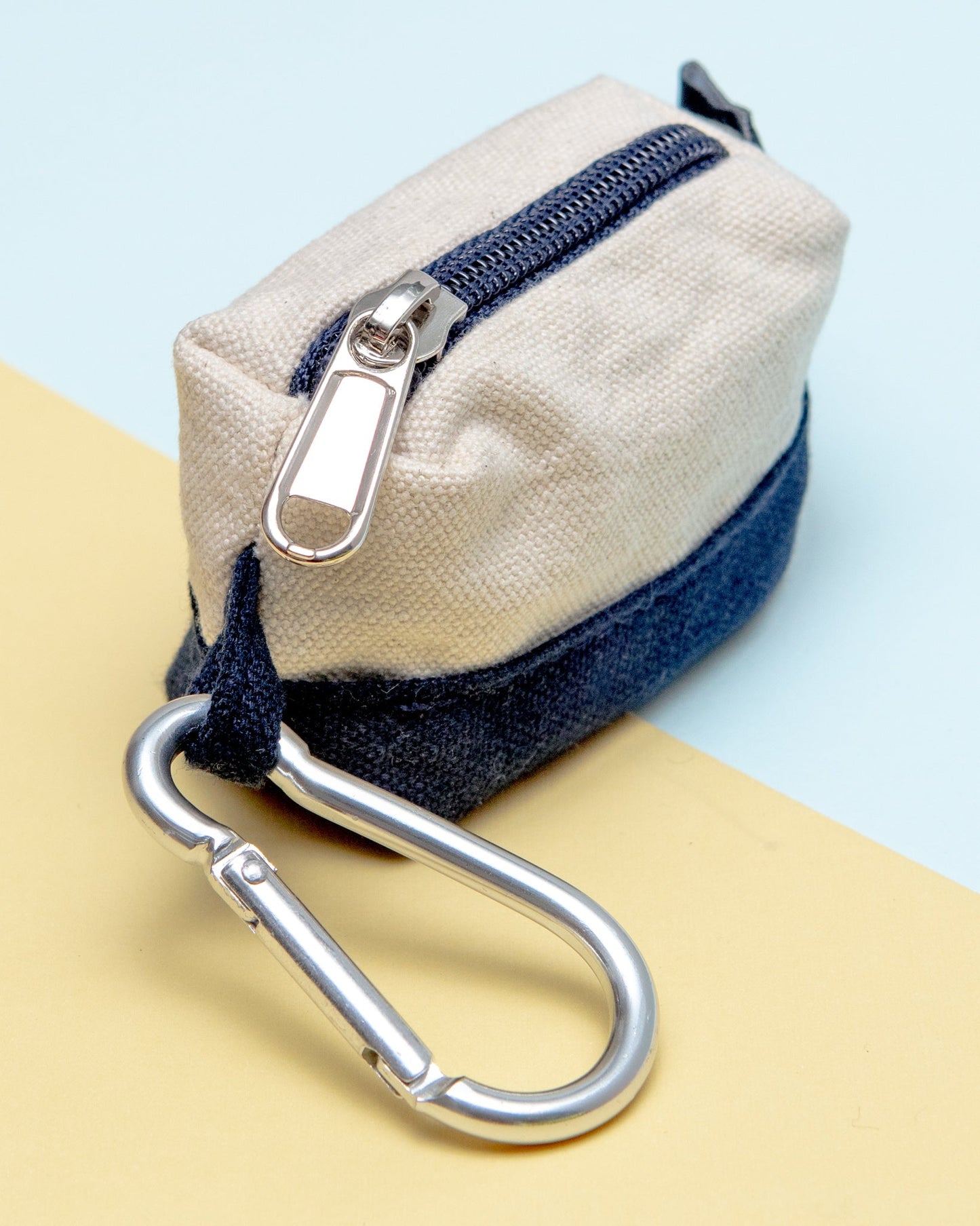 Canvas Clean-Up Poo Bag Roll Holder in Natural + Navy