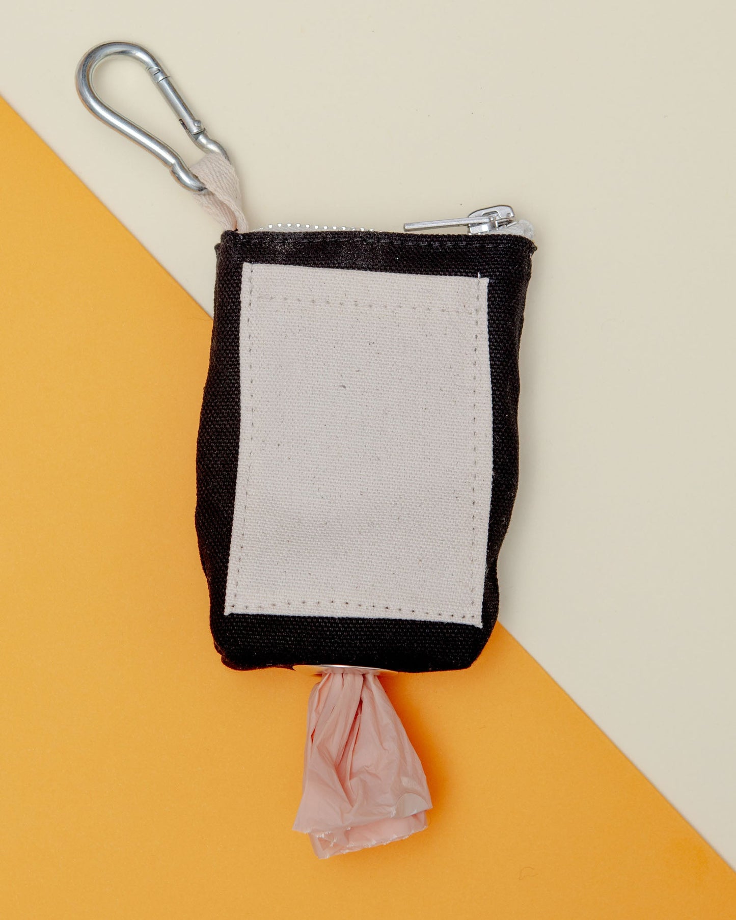 Good Girl Bag Treat + Poop Bag Holder in Black Canvas with Natural Trim