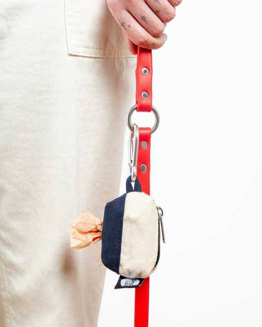 Canvas Clean-Up Poo Bag Roll Holder in Natural + Navy
